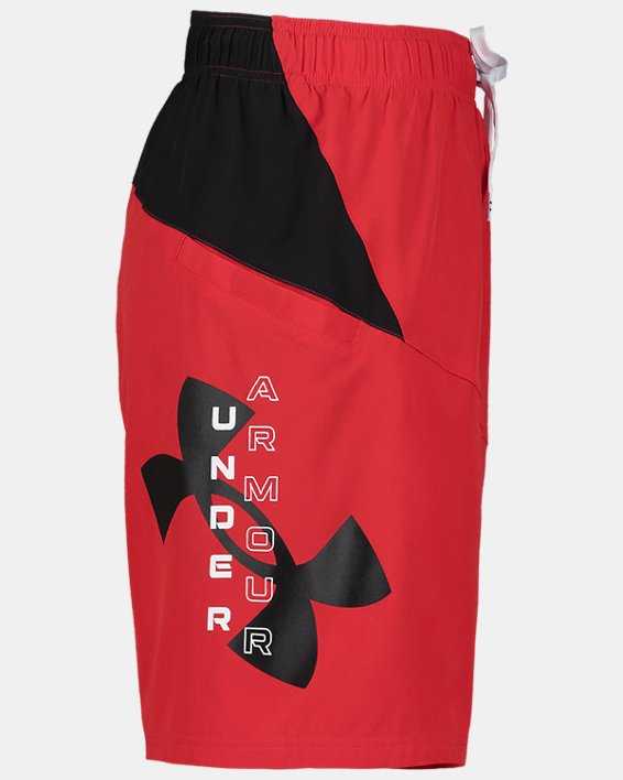 Men's UA Point Breeze Colorblock Volley Shorts, Red, pdpMainDesktop image number 4